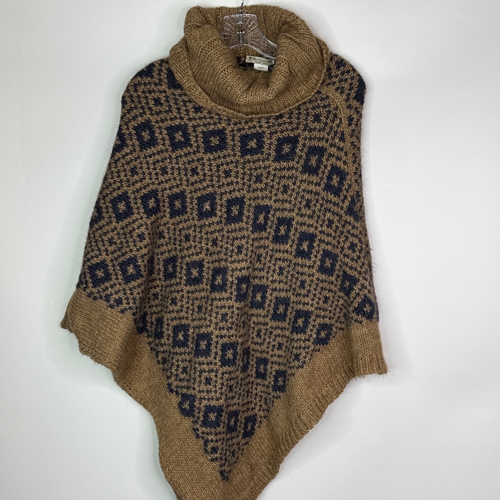 Fratelli Talli Italian Alpaca Wool Blend Cowl Neck Poncho